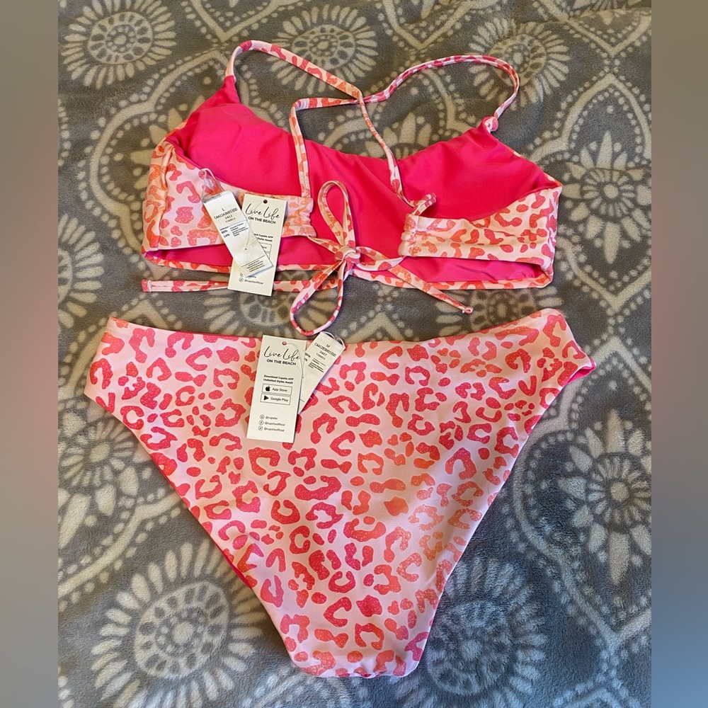 Pink Leopard Print Bikini Set - Picture 2 of 2